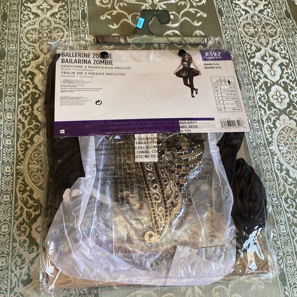 ZOMBIE BALLERINA "ZOMBERINA" 2PC BLACK HALLOWEEN COSTUME SIZE LARGE (12-14) NWT - Picture 6 of 12